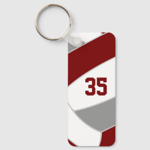 maroon grey volleyball club team spirit gifts keychain