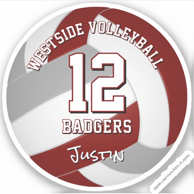 maroon grey volleyball team colours kids team name (Front)