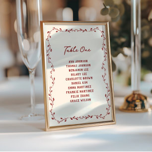 Maroon Hand Drawn Wedding Seating Chart Card