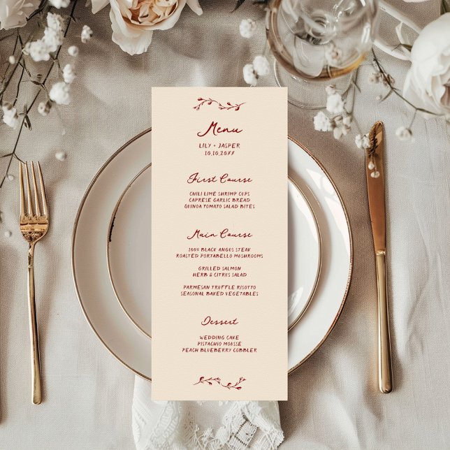 Maroon Handwritten Wedding Menu (Creator Uploaded)