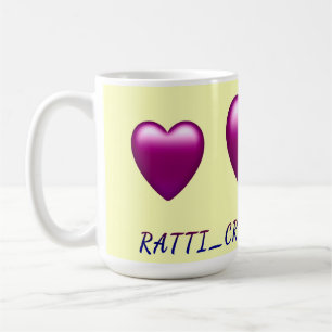 Maroon Heart shape "Ratti_Creative_Arts" design  Coffee Mug