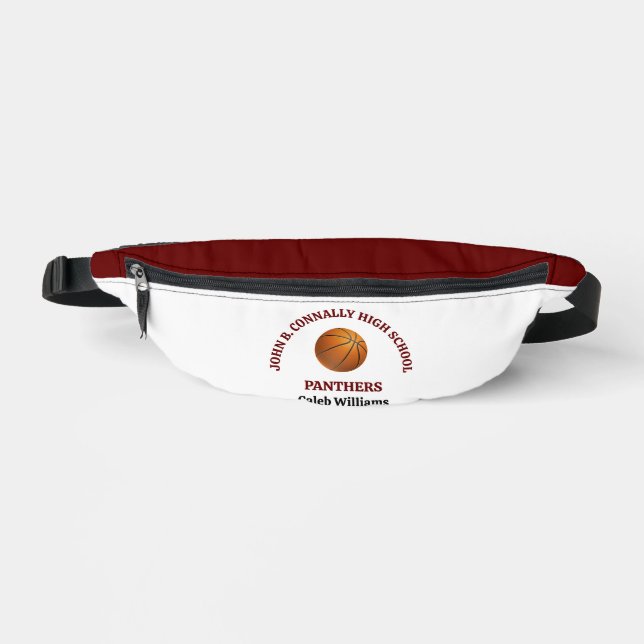 Maroon High School Basketball Player Personalized Fanny Pack (Front)