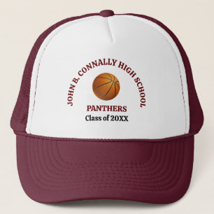 Maroon High School Basketball Player Personalized Trucker Hat