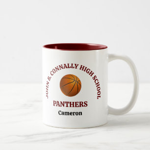 Maroon High School Basketball Player Personalized Two-Tone Coffee Mug
