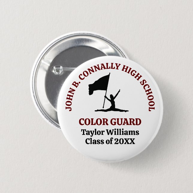 Maroon High School Colour Guard Personalized 2 Inch Round Button (Front & Back)