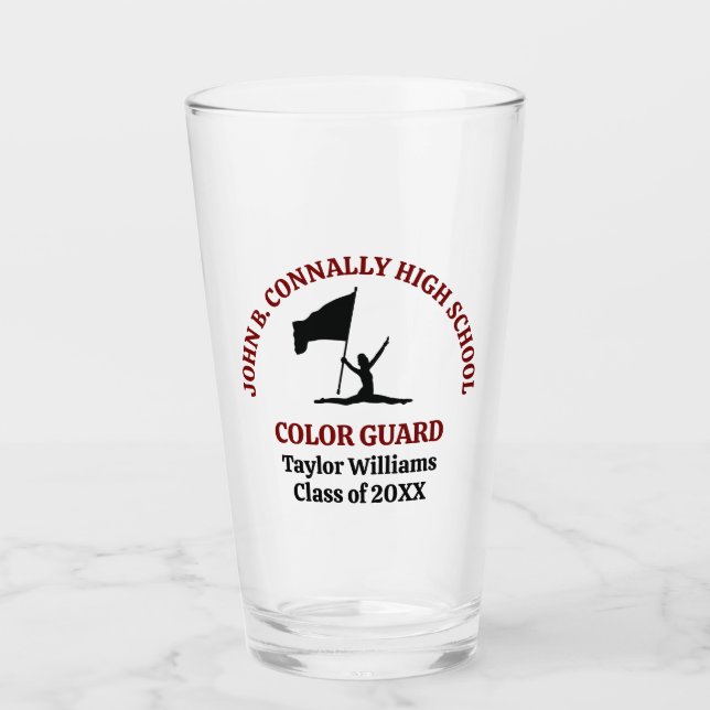 Maroon High School Colour Guard Personalized Glass (Front)