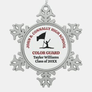 Maroon High School Colour Guard Personalized Snowflake Pewter Christmas Ornament