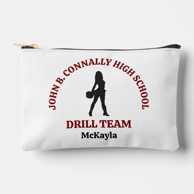 Maroon High School Drill Team Dancer Personalized Accessory Pouch (Front)