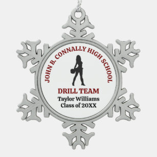 Maroon High School Drill Team Dancer Personalized Snowflake Pewter Christmas Ornament