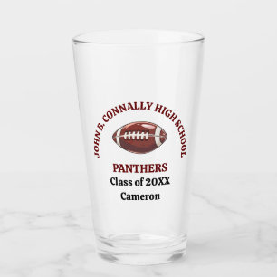 Maroon High School Football Player Personalized Glass
