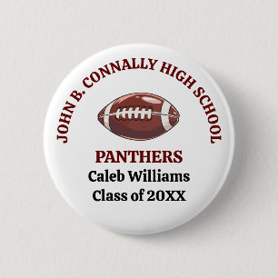 Maroon High School Football Team Customized 2 Inch Round Button
