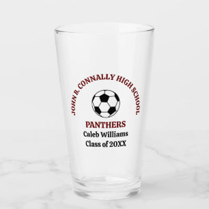 Maroon High School Soccer Team Personalized Glass