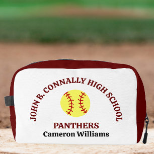 Maroon High School Softball Player Personalized Dopp Kit