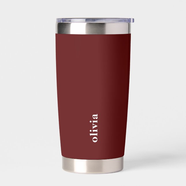 Maroon Insulated Tumbler with Custom Brand Text (Left)