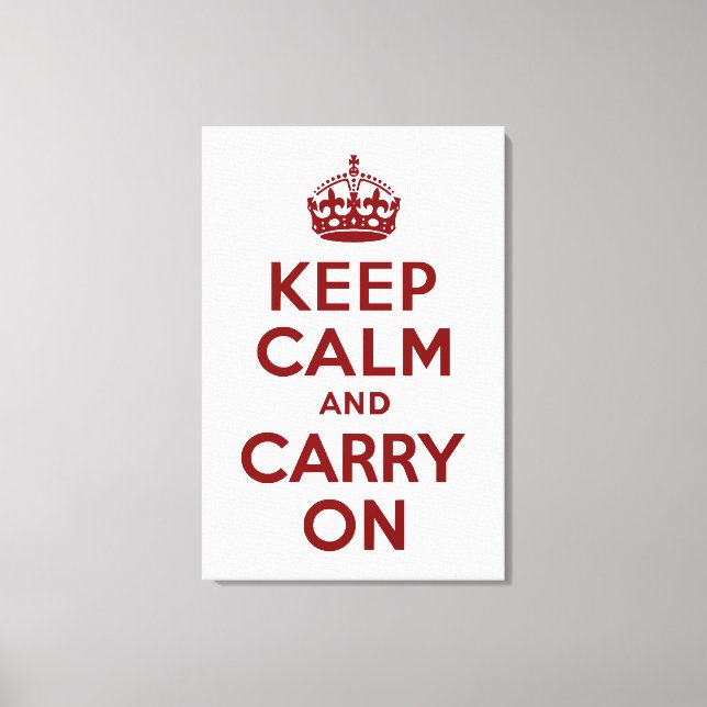Maroon Keep Calm and Carry On Wrapped Canvas (Front)