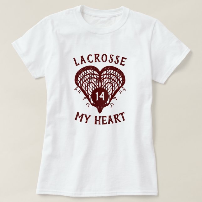 Maroon Lacrosse Mon Coeur T-shirt (Design devant)