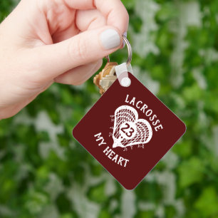 Maroon Lacrosse My Heart Photo Keychain