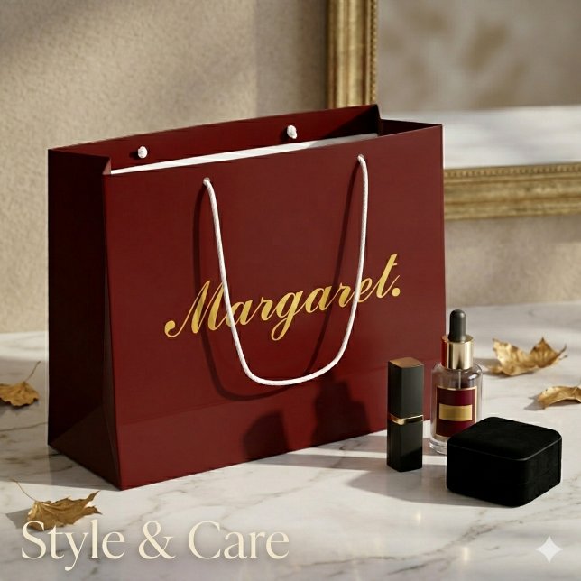 Maroon Large Personalized Gift Bag with Name (Maroon Large Personalized Gift Bag with Name)