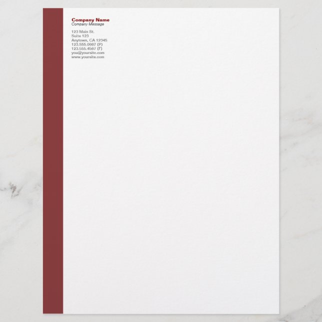 Maroon Left Sidebar Letterhead (Front)