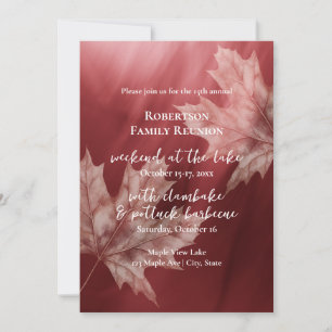 maroon maple leaves fall family reunion invitation