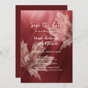 maroon maple leaves fall wedding save the date