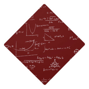 Maroon Math Equations Formulas Graduation Cap Topper
