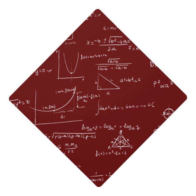 Maroon Math Equations Formulas Graduation Graduation Cap Topper (Front)