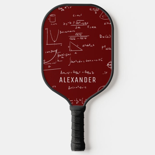 Maroon Mathematics Equations Personalized Pickleball Paddle (Front)