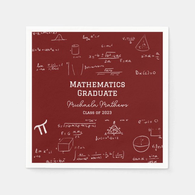 Maroon Mathematics Graduate Class of Graduation Napkin (Front)