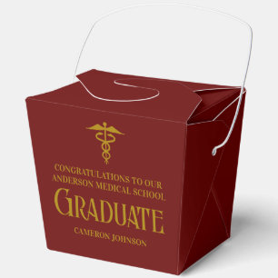 Maroon Medical School Graduation Party Fortune Favor Box