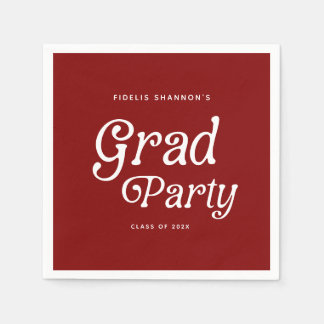 Maroon Minimal Retro Graduation Napkins