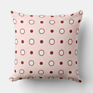 Maroon, Misty Rose and white dots Throw Pillow