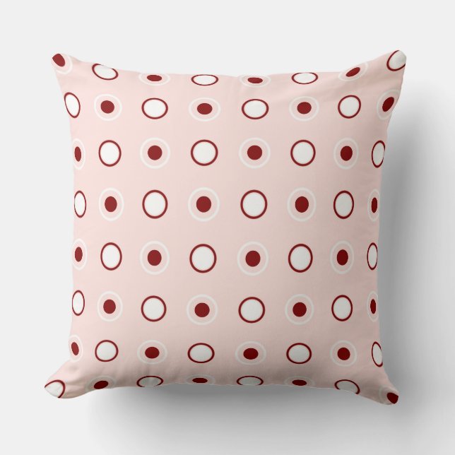 Maroon, Misty Rose and white dots Throw Pillow (Front)