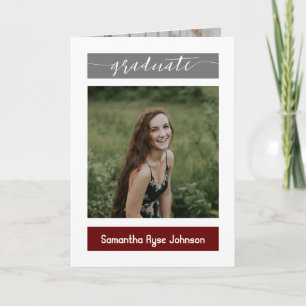 Maroon Modern Block 5-Photo Graduation Invitation