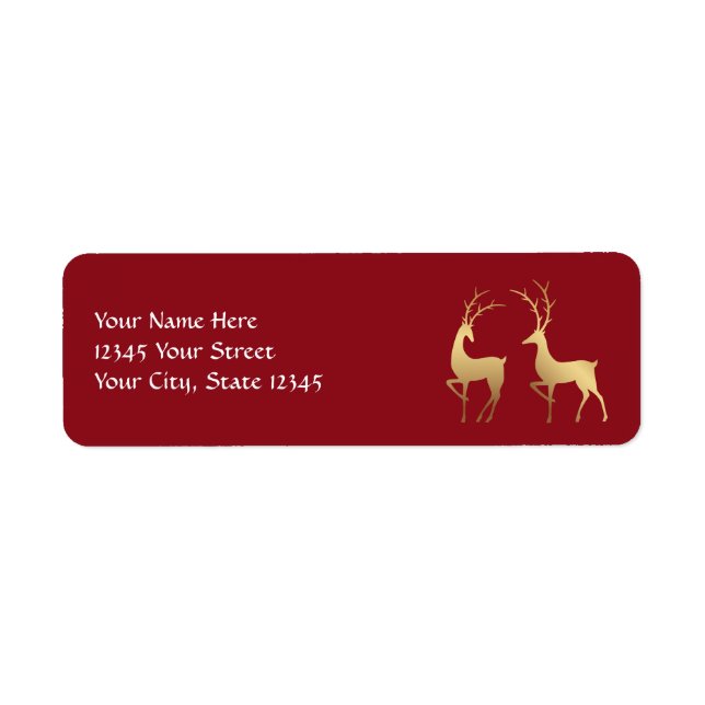 Maroon moderne Rouge et Gold Deer Holiday (Devant)