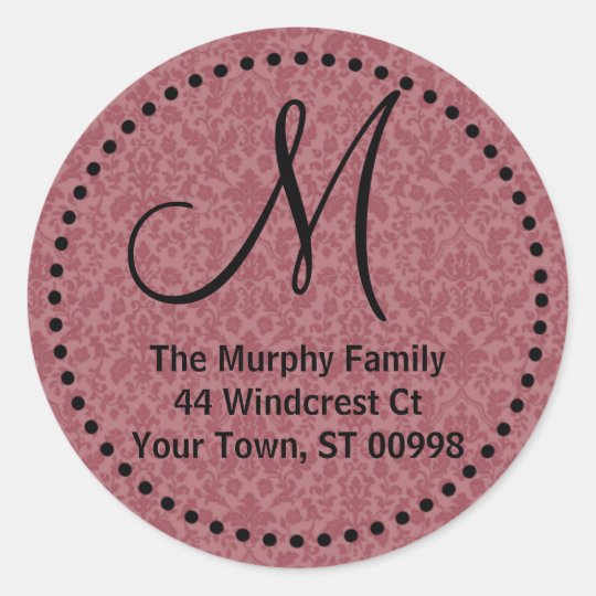 Maroon monogram return address label (#LABL 014)