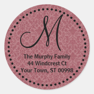 Maroon monogram return address label (#LABL 014)