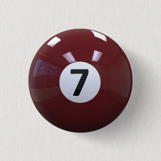 Maroon No. 7 Billiard Pool Ball 1 Inch Round Button (Front)