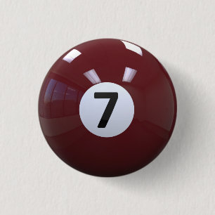 Maroon No. 7 Billiard Pool Ball 1 Inch Round Button