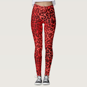 Maroon on Red Leopard Spots Leggings