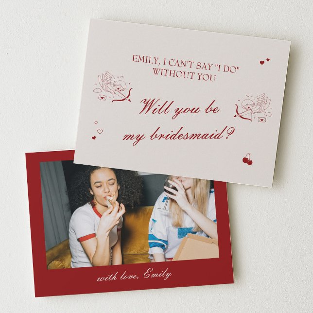 Maroon Opera Wedding Bridesmaid Proposal Card (Creator Uploaded)