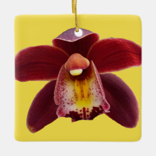 Maroon Orchids I Beautiful Red Floral Ceramic Ornament