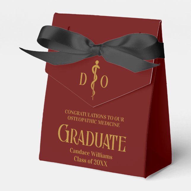 Maroon Osteopathic Medical School Graduation Party Favor Box (Front Side)