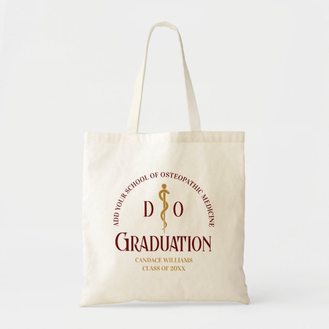 Maroon Osteopathic Medical School Graduation Tote Bag (Front)