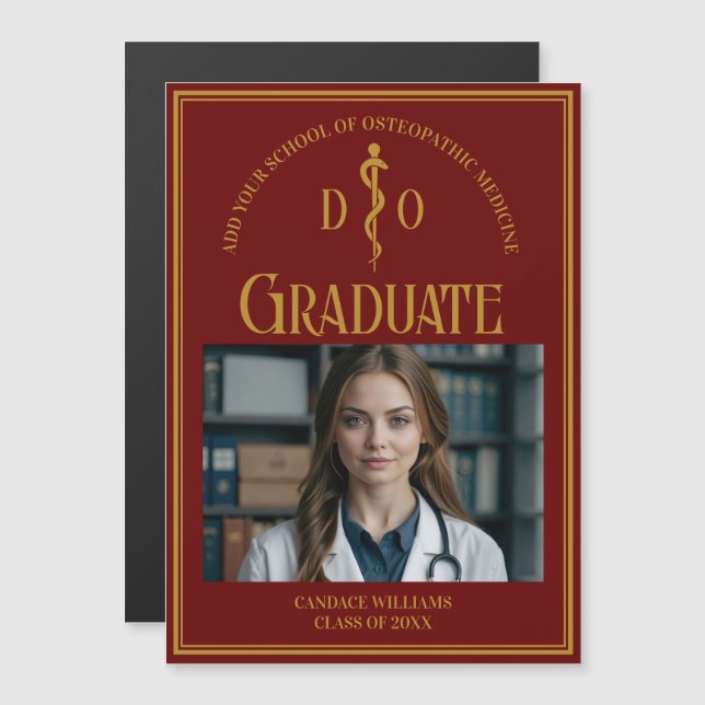 Maroon Ostéopathie Médicale School Graduate Magnet (Devant / Derrière)