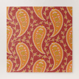 Maroon Paisley: Turkish Cucumber Ornament. Jigsaw Puzzle