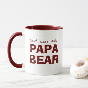Maroon Papa Bear Dad Minimalist Typography Mug