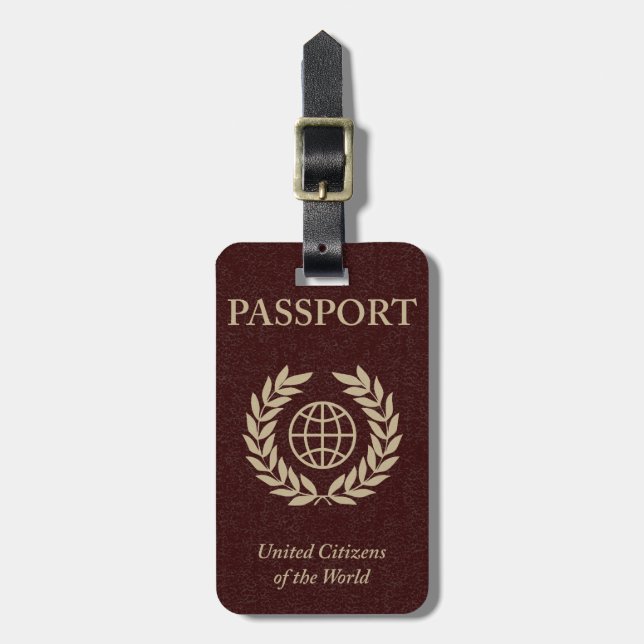 maroon passport luggage tag (Front Vertical)