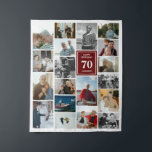 Maroon Photo Collage Happy Birthday Name & Age Tapestry<br><div class="desc">Tapestry for a birthday celebration featuring a photo collage of 19 photos, name, and age. Perfect for big celebrations where you can add lots of photos from the long life of the birthday celebrator. Birthday party decor in the form of a tapestry personalized with photos, name, and age in white...</div>