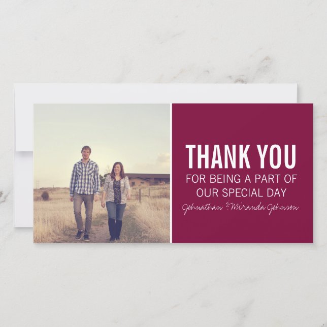Maroon Photo Thank You Cards (Front)